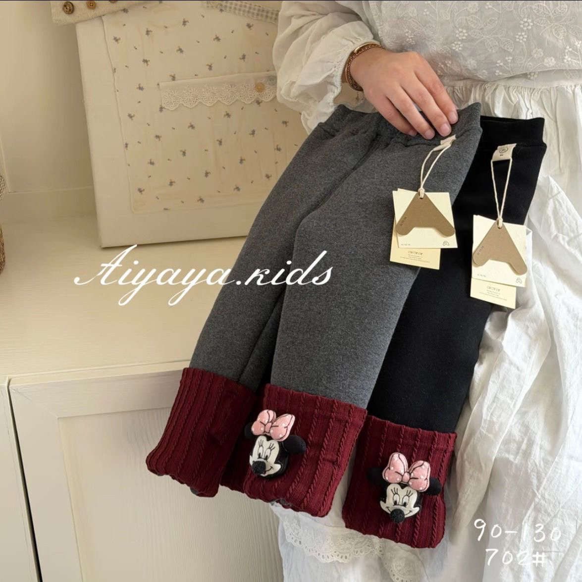 女童卡通夹棉打底裤冬款洋气三层保暖加厚夹棉长裤一条过冬棉裤子