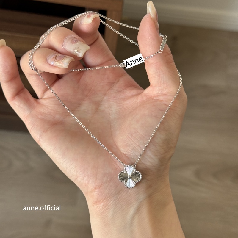 铜合金项链 银色镭射四叶草时尚项链【X746】