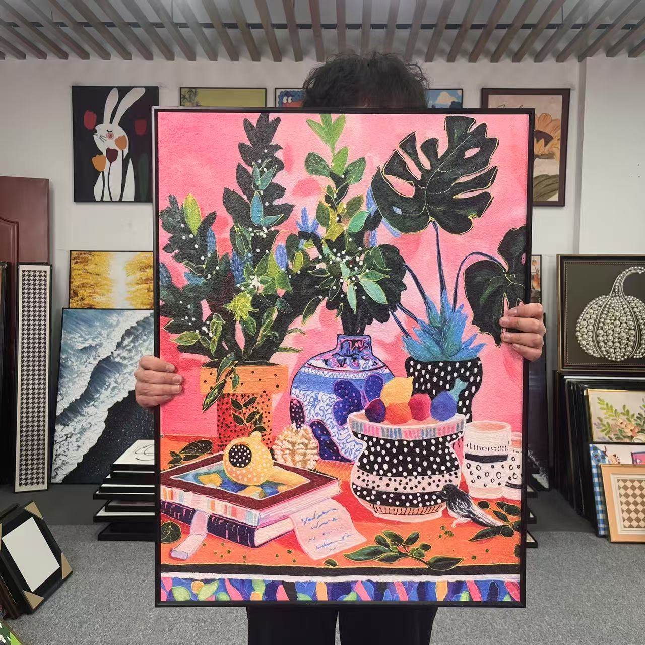 静物抽象马蒂斯砂岩高级感客厅沙发背景墙装饰画6080