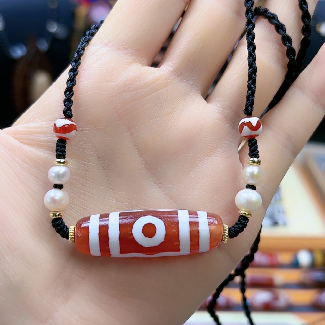 玛瑙/玉髓颈饰合金丁*