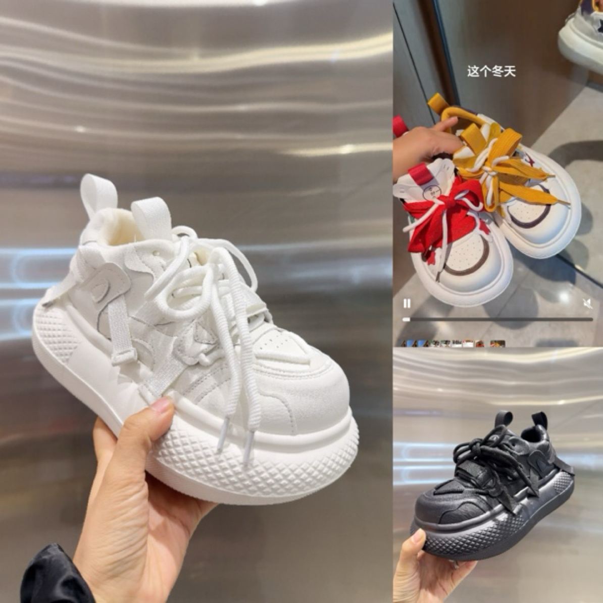 苹果橙~大头胖头超轻底秋冬新款低帮女鞋