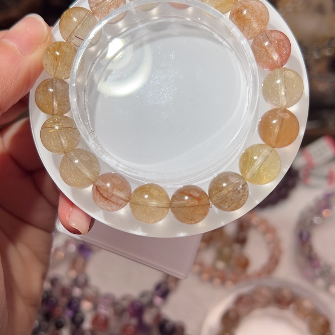 发晶手串未镶嵌魚*籽彩发晶