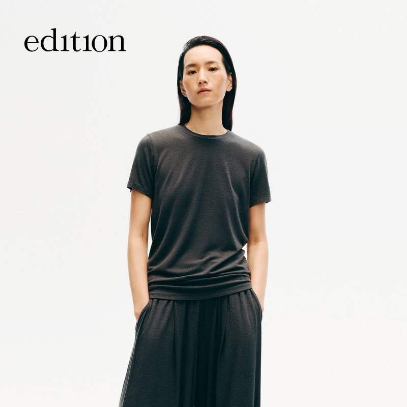 【商场同款】edition2025冬季新款毛感针织短袖T恤#EBE4TEE003