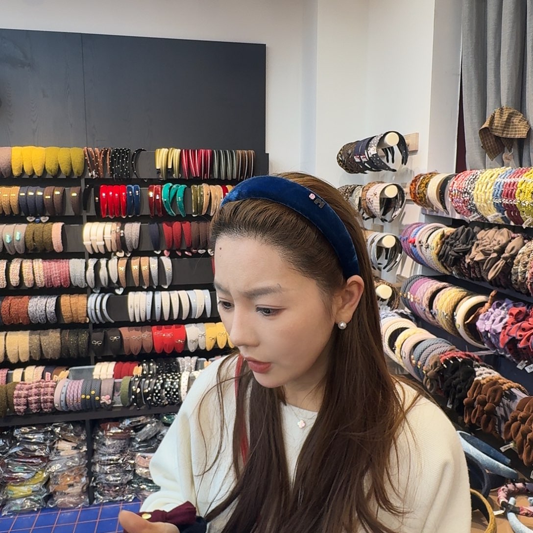 布艺非金属丝绒蓝色发箍