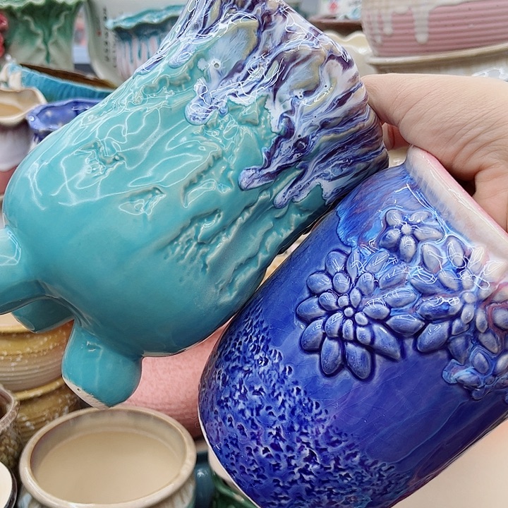 多肉绿植陶瓷花盆9.9包邮，有孔