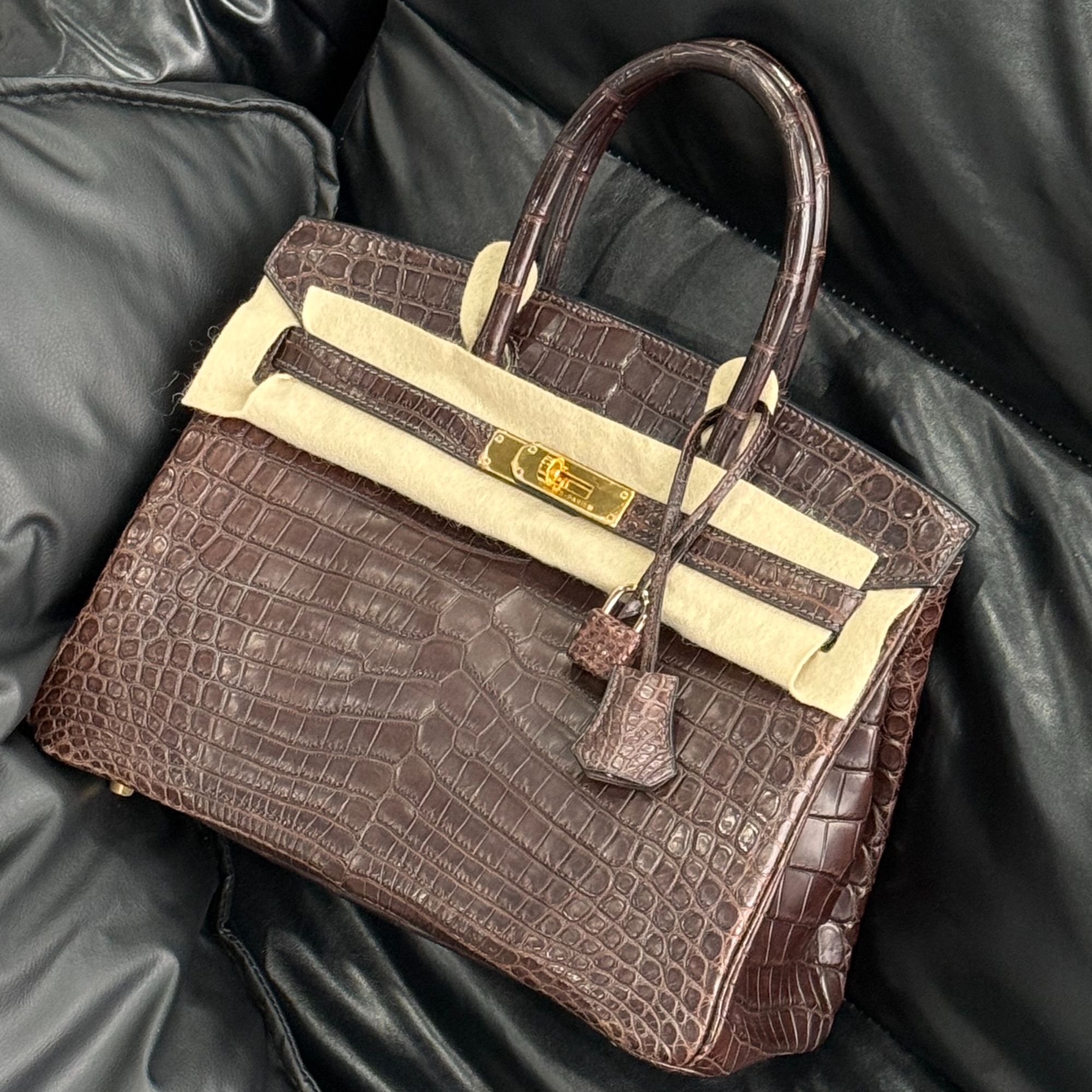 95新 Hermes/爱马仕 birkin30 乌木色 2点 雾面 金扣 框F刻