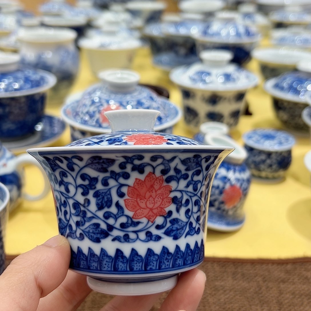 金**~正宗紫晶柴窑缠枝莲盖碗