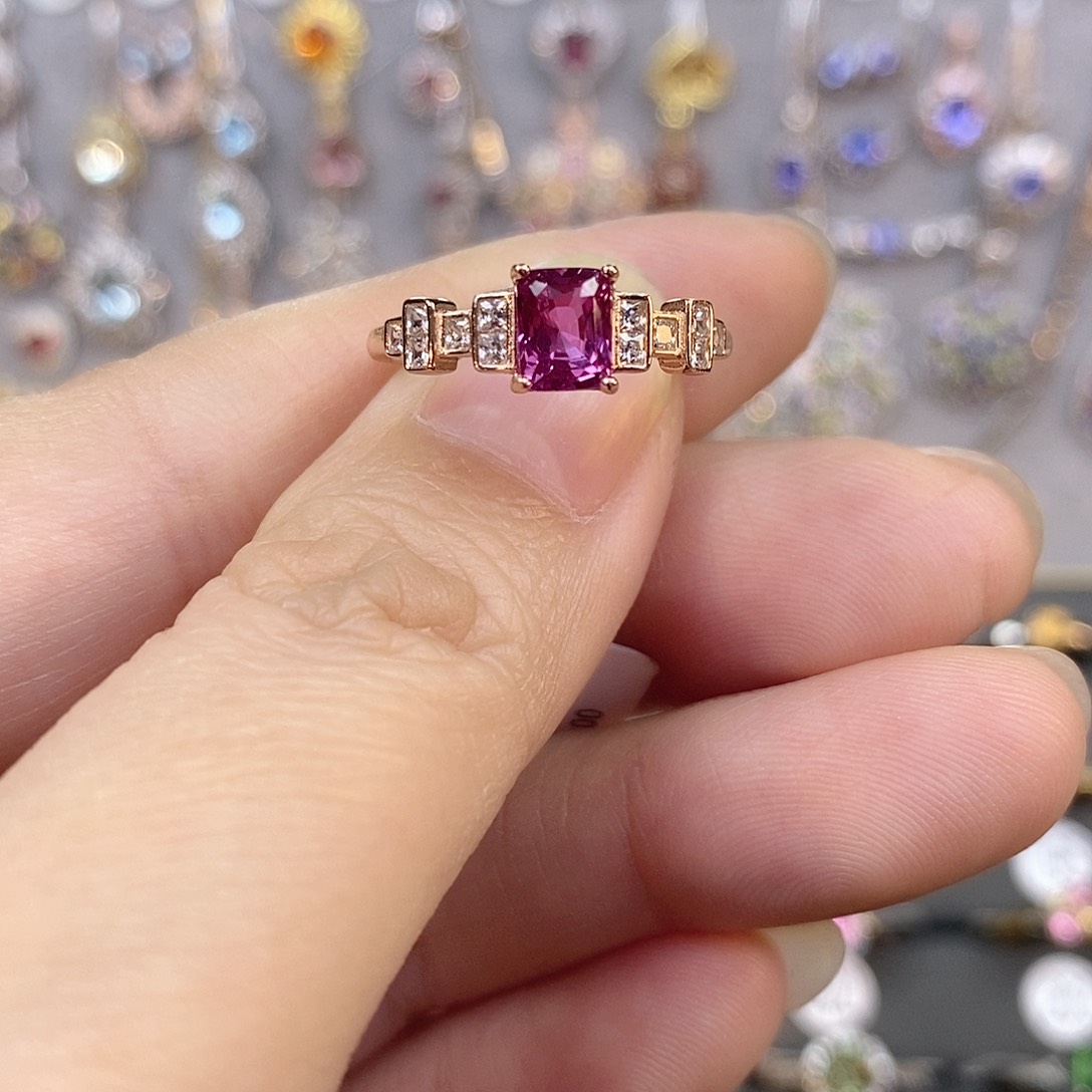 彩色蓝宝石戒指银S925镶嵌