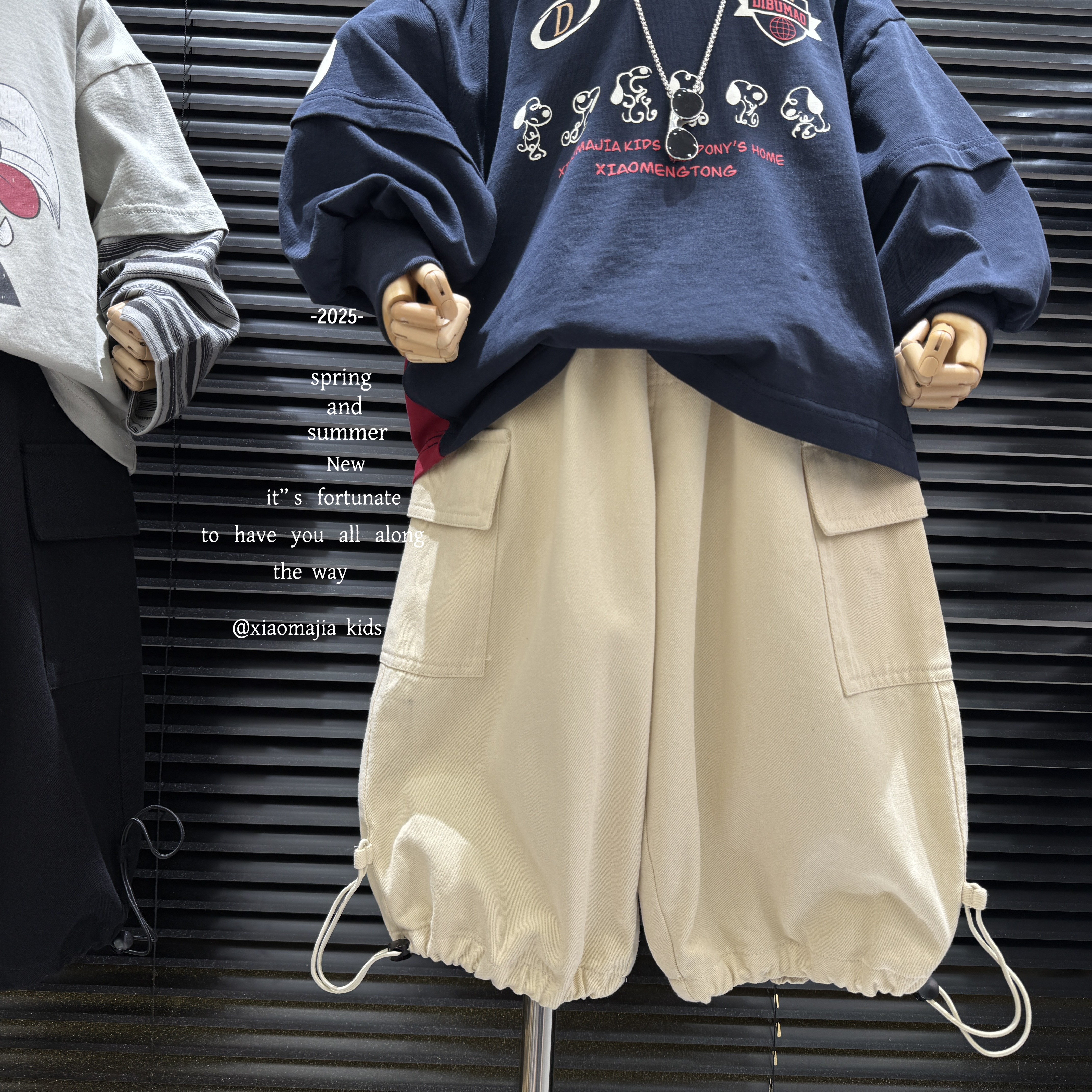 现货-小马家2025秋款新款纯棉工装休闲裤D-6261穿搭韩版裤子