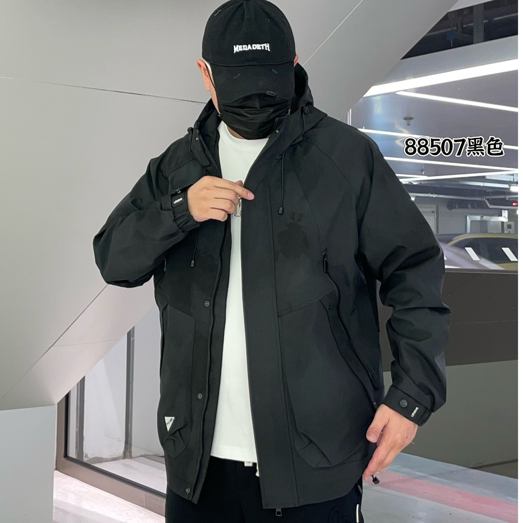 码男士冲锋衣男春季新款户外港风外套潮牌防水连帽宽松JY88507