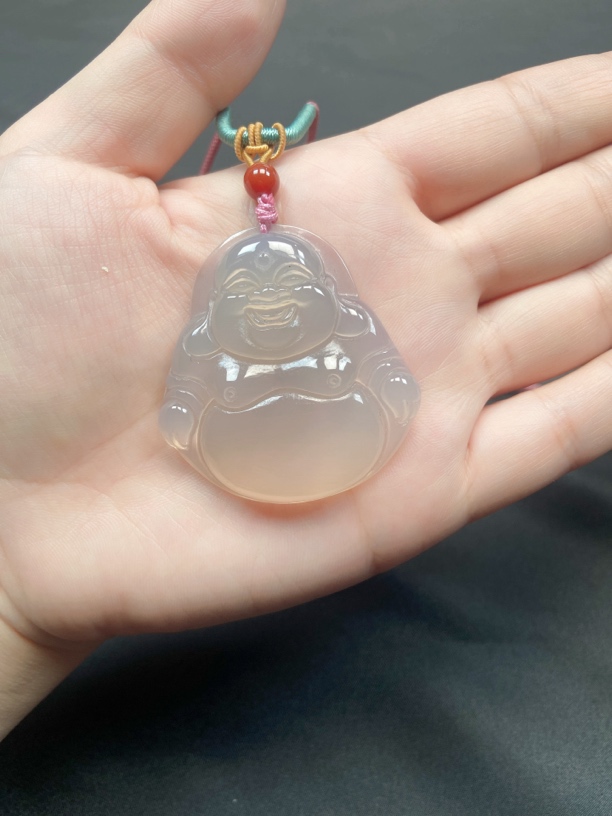 天然玛瑙玉髓大佛公大肚佛吊坠高冰高透配绳多样性发货