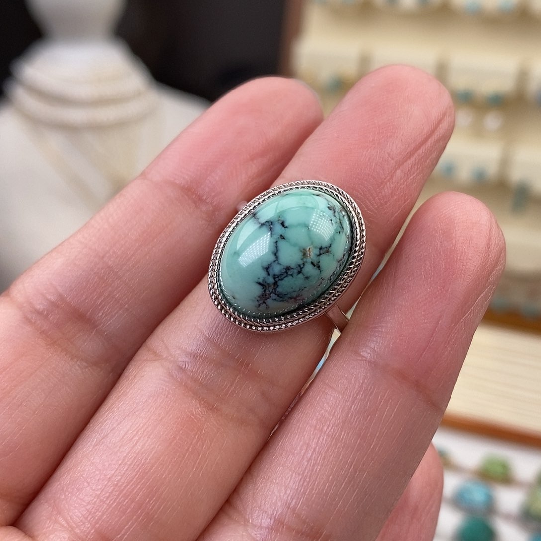 绿松石戒指银S925镶嵌