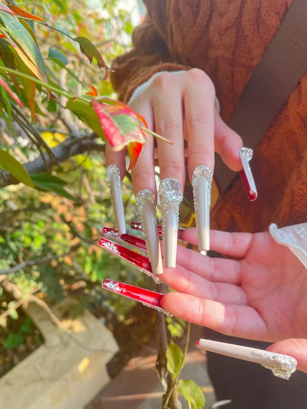 吖吖定制|A08「红底高跟鞋 」高端轻奢 纯手工定制 锆石 秋冬季美甲