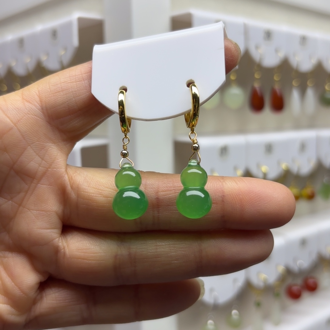 玛瑙/玉髓银S925镶嵌耳饰