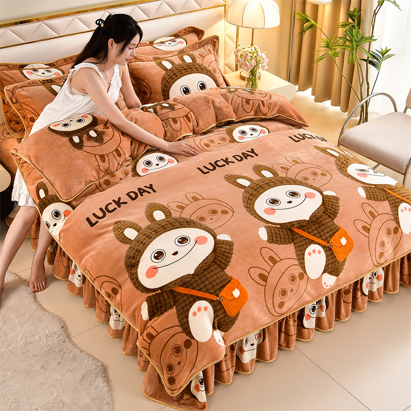 新款8斤多加厚牛奶绒四件套加绒保暖冬季套件床品XM