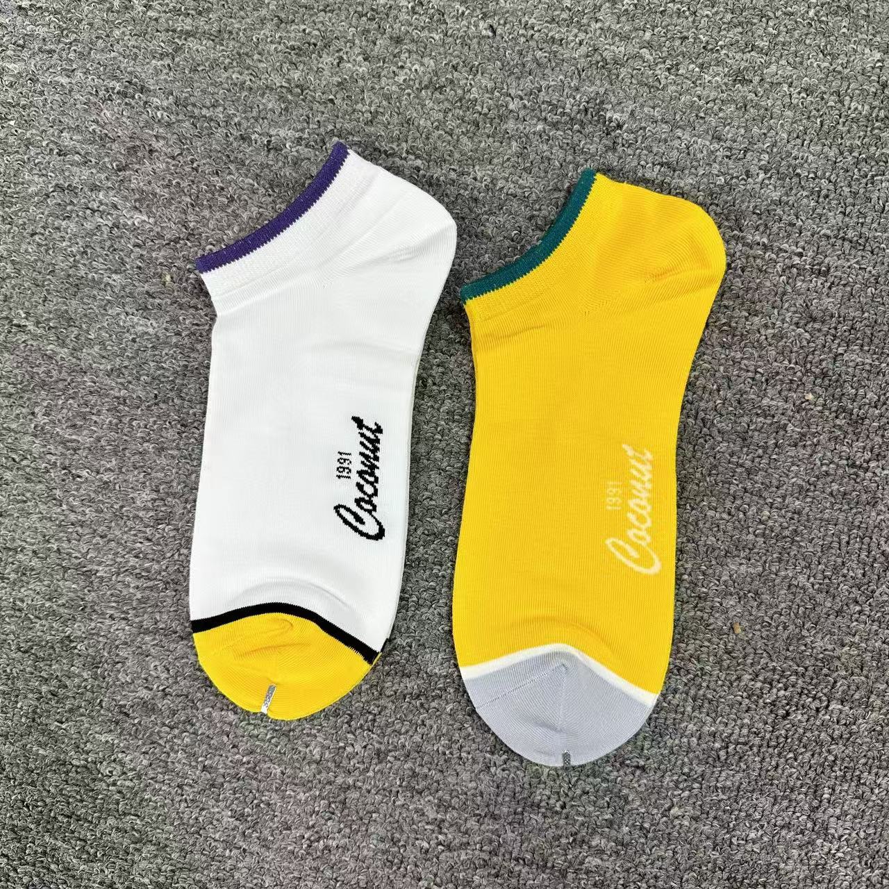 新款潮流字母提花舒适透气男款短筒袜子 036