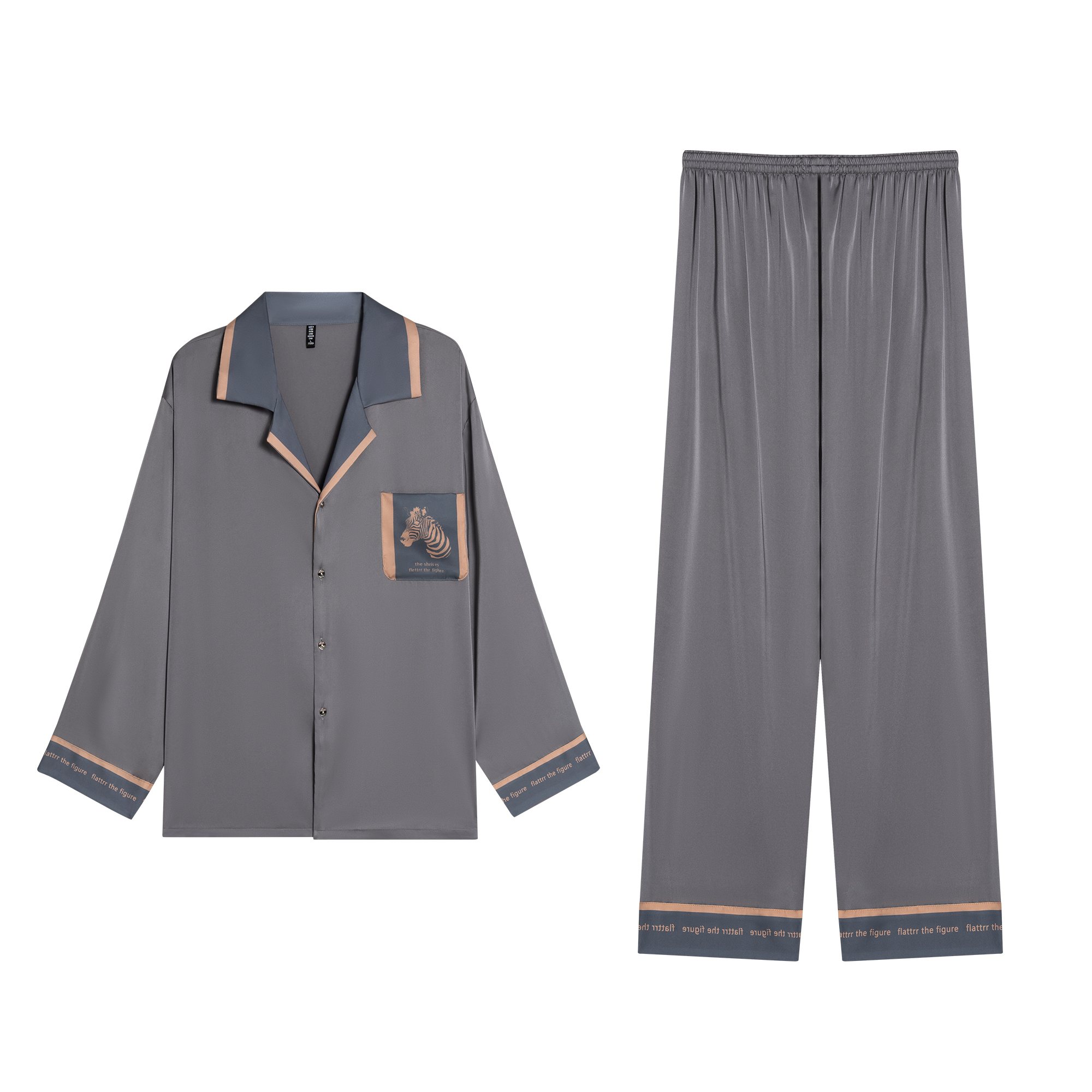 达芬奇密码春秋夏天新款男款男士长袖睡衣家居服套装薄款冰丝夏季