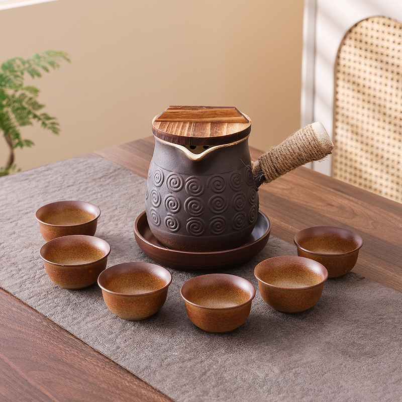 围炉煮茶罐罐烤奶雕刻煮茶壶明火可干烧大容量防烫家用室内侧把壶