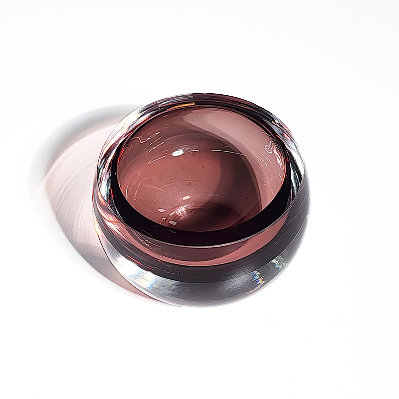 【直径9cm】摩瑟家居【紫色圆形小烛台】HCDF花瓶摆件玻璃花盆