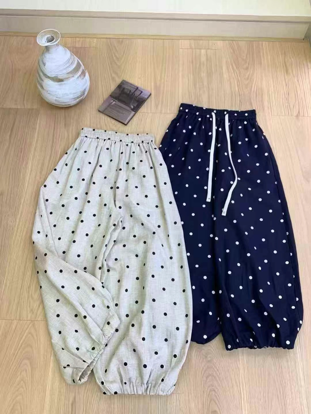 红衣俏家麻料破点裤0116