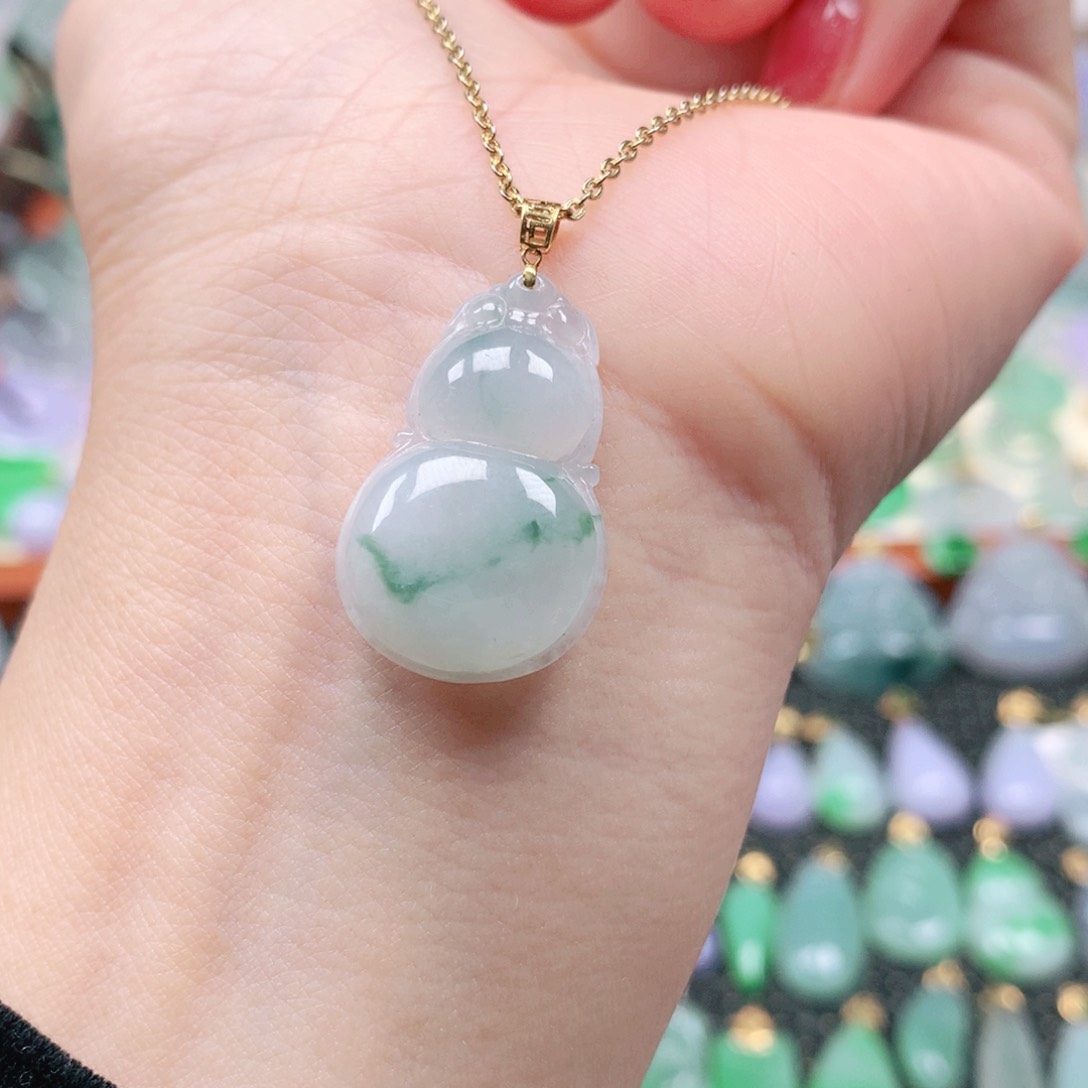 吊坠(不含链)18K金镶嵌翡翠