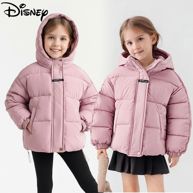 Disney/迪士尼2025冬季新款男女童加厚保暖白鸭绒拼接连帽外套