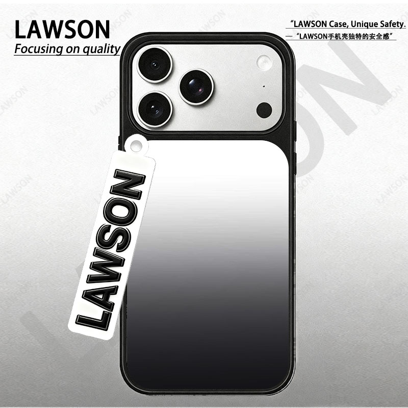 白灰渐变磨砂磁吸黑边苹果17promax/16/15华为小米防摔防汗手机壳