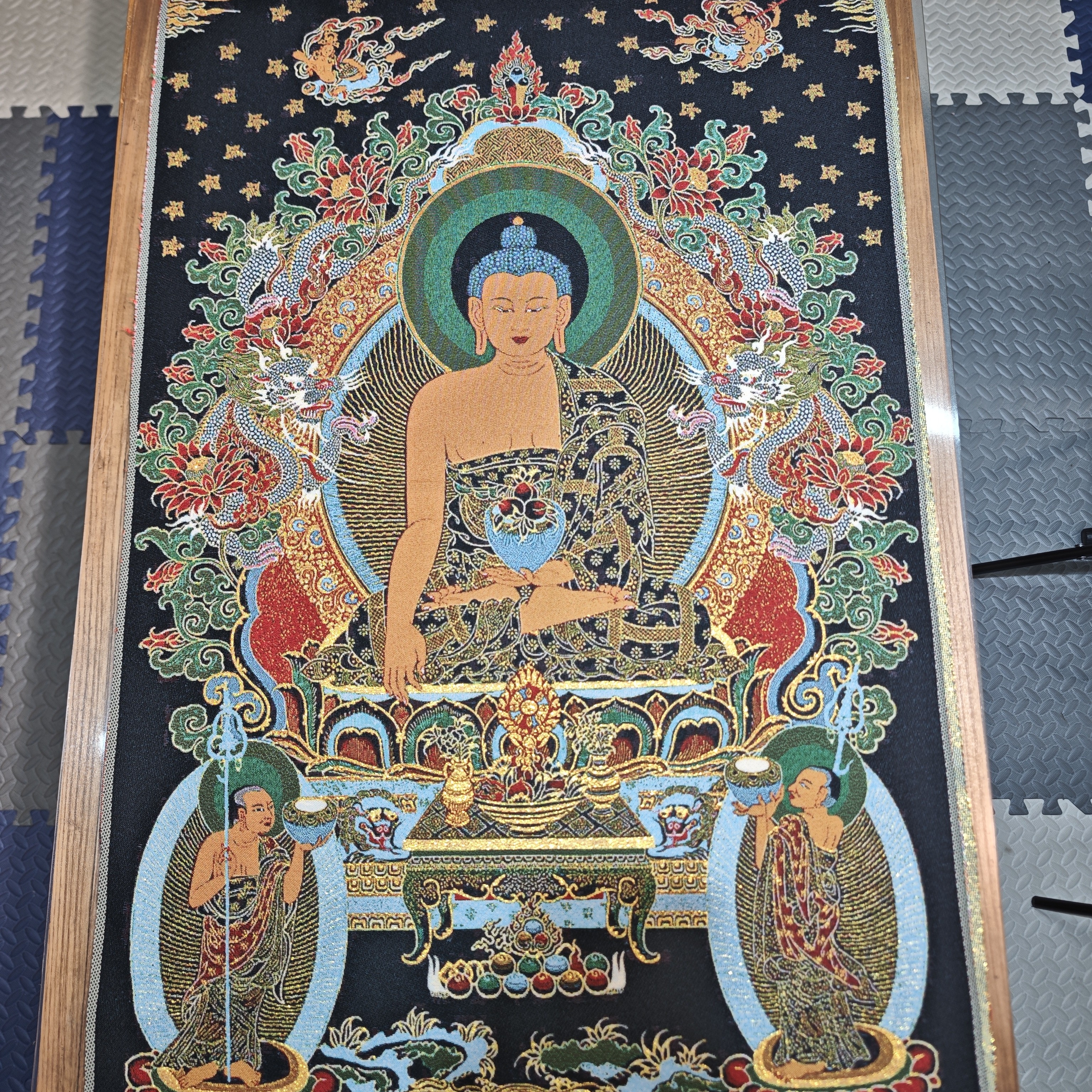 刺绣释迦牟尼装饰画办公室玄关茶室书房客厅背景墙挂画