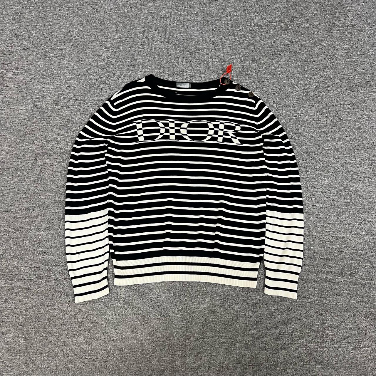 95新 DIOR/迪奥 字母嵌花大Logo 条纹针织衫 99新 M码
