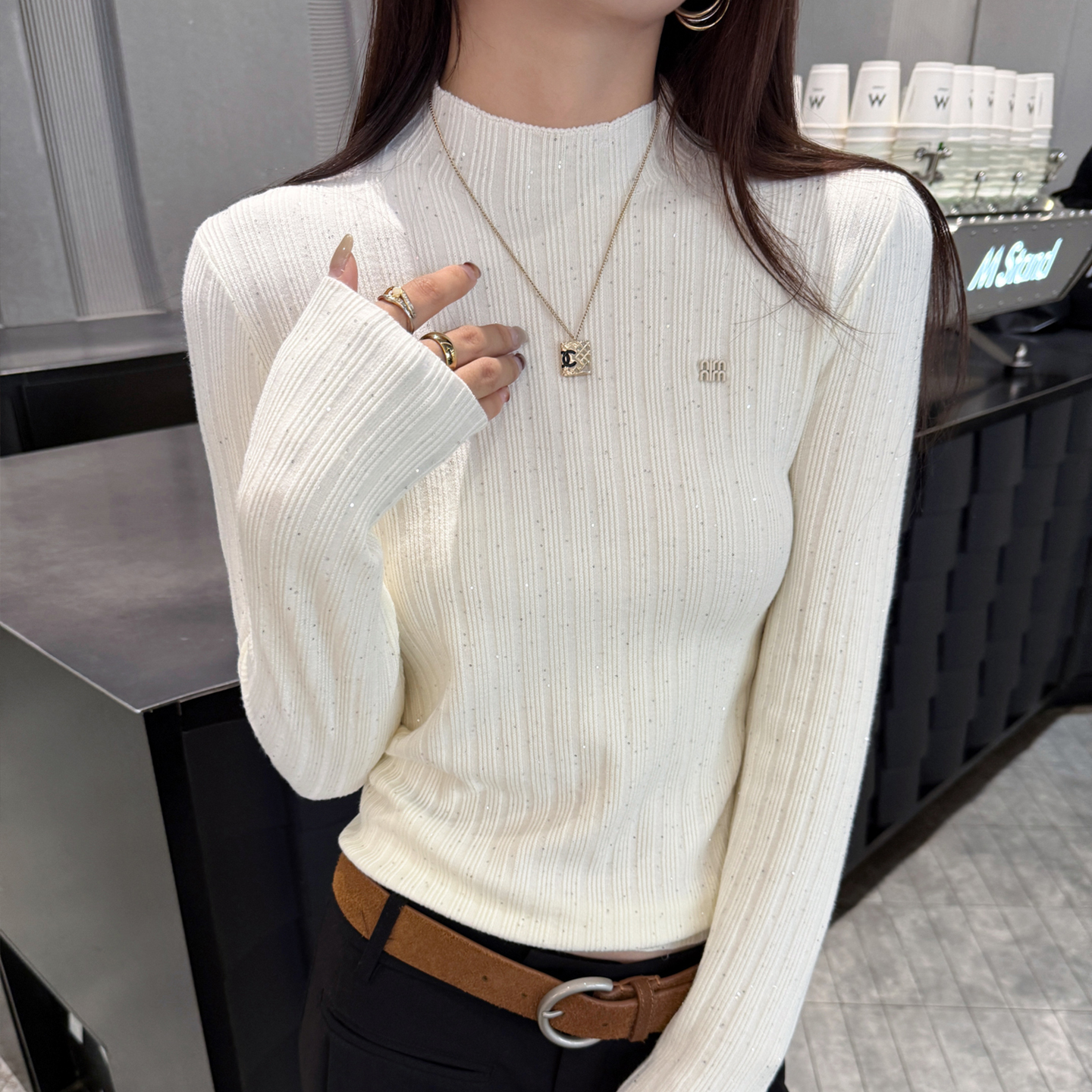 半高领针织打底衫毛衣女内搭2025秋冬新款慵懒高级上衣ZZ-1832