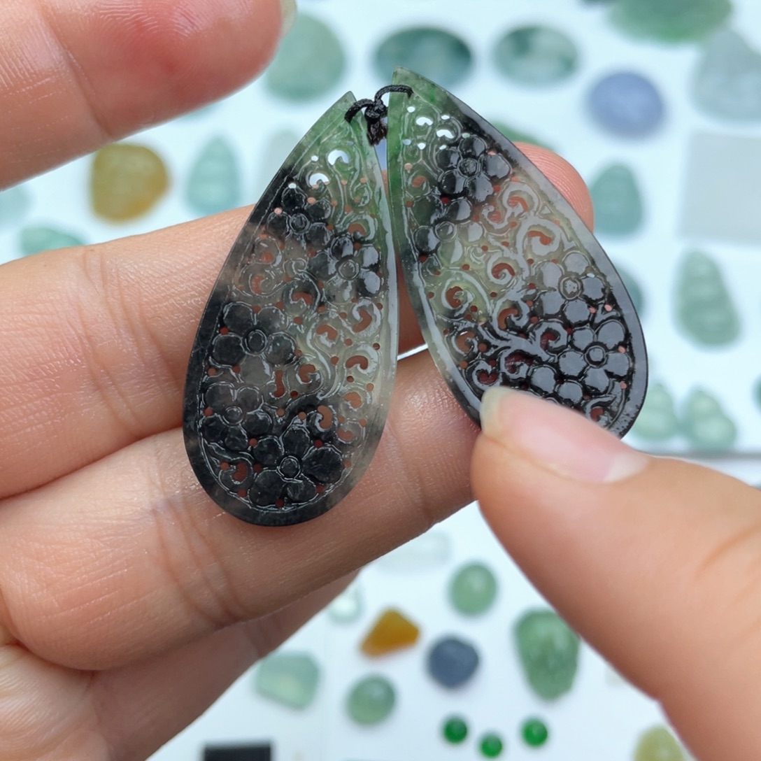 定制翡翠未镶嵌耳饰