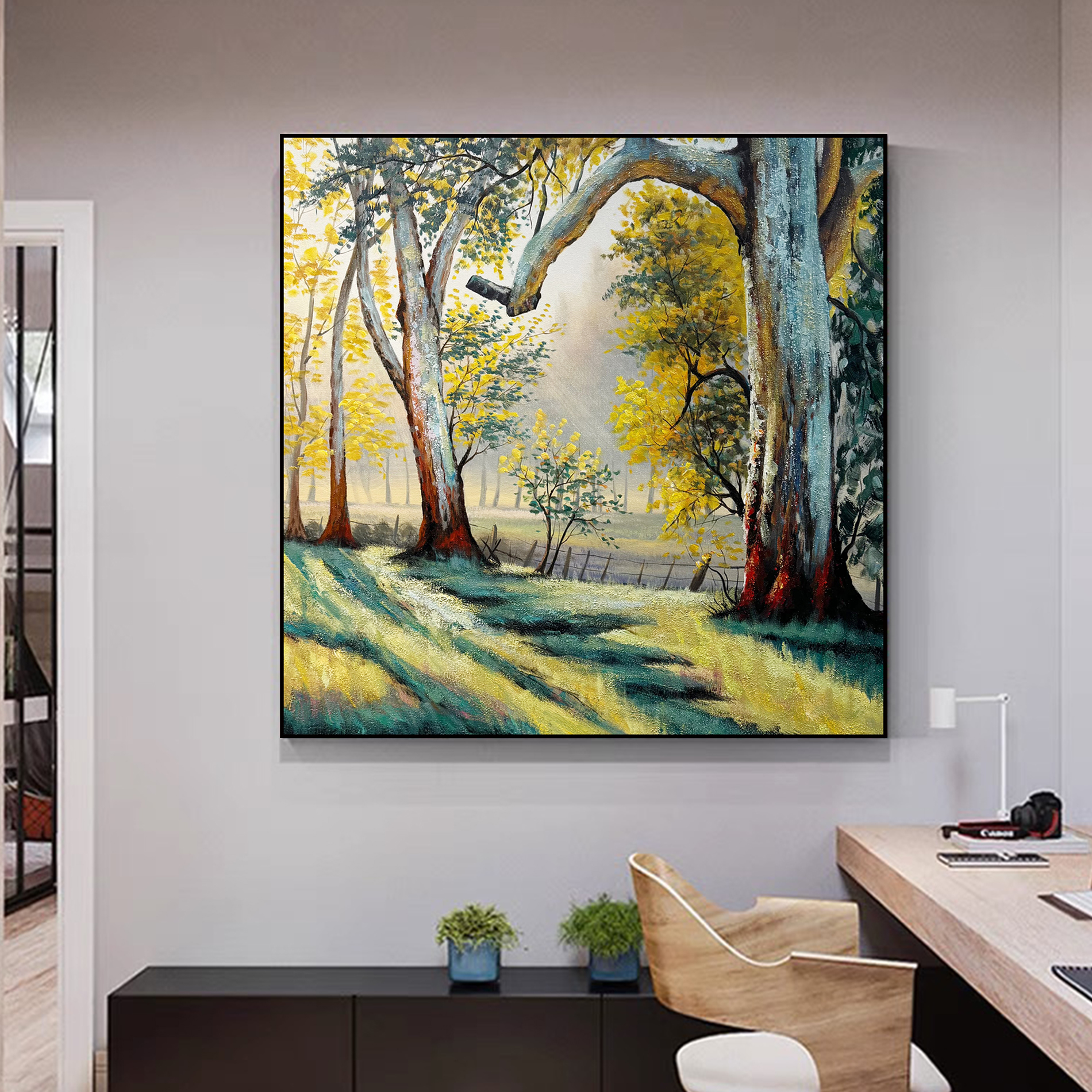 (一缕阳光)手绘油画客厅装饰画进门入户玄关竖版抽象手工定制挂画