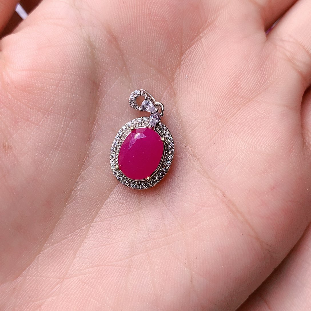 红宝石颈饰银S925镶嵌