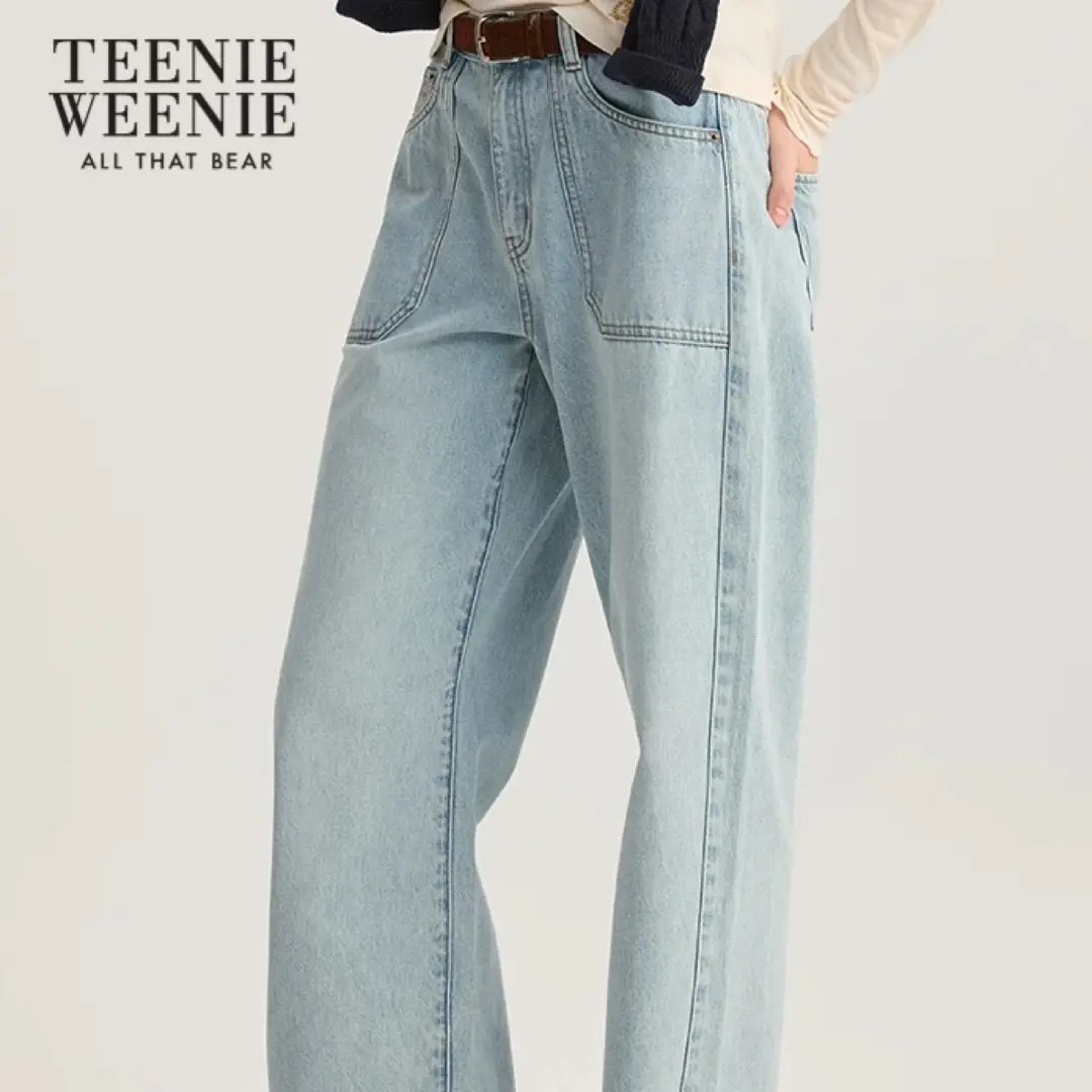 TeenieWeenie小熊牛仔裤宽松高腰裤子女25年秋冬新款TTTJ254901P