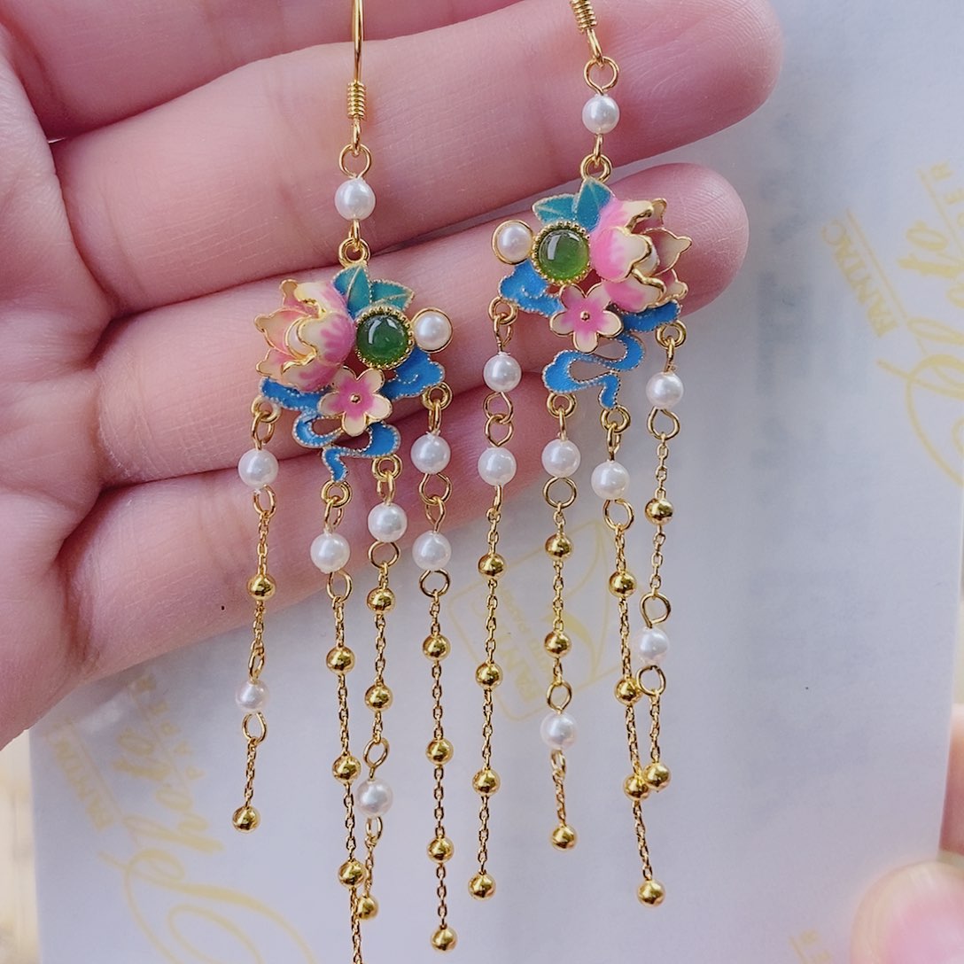 和田玉耳饰银S925镀金镶嵌