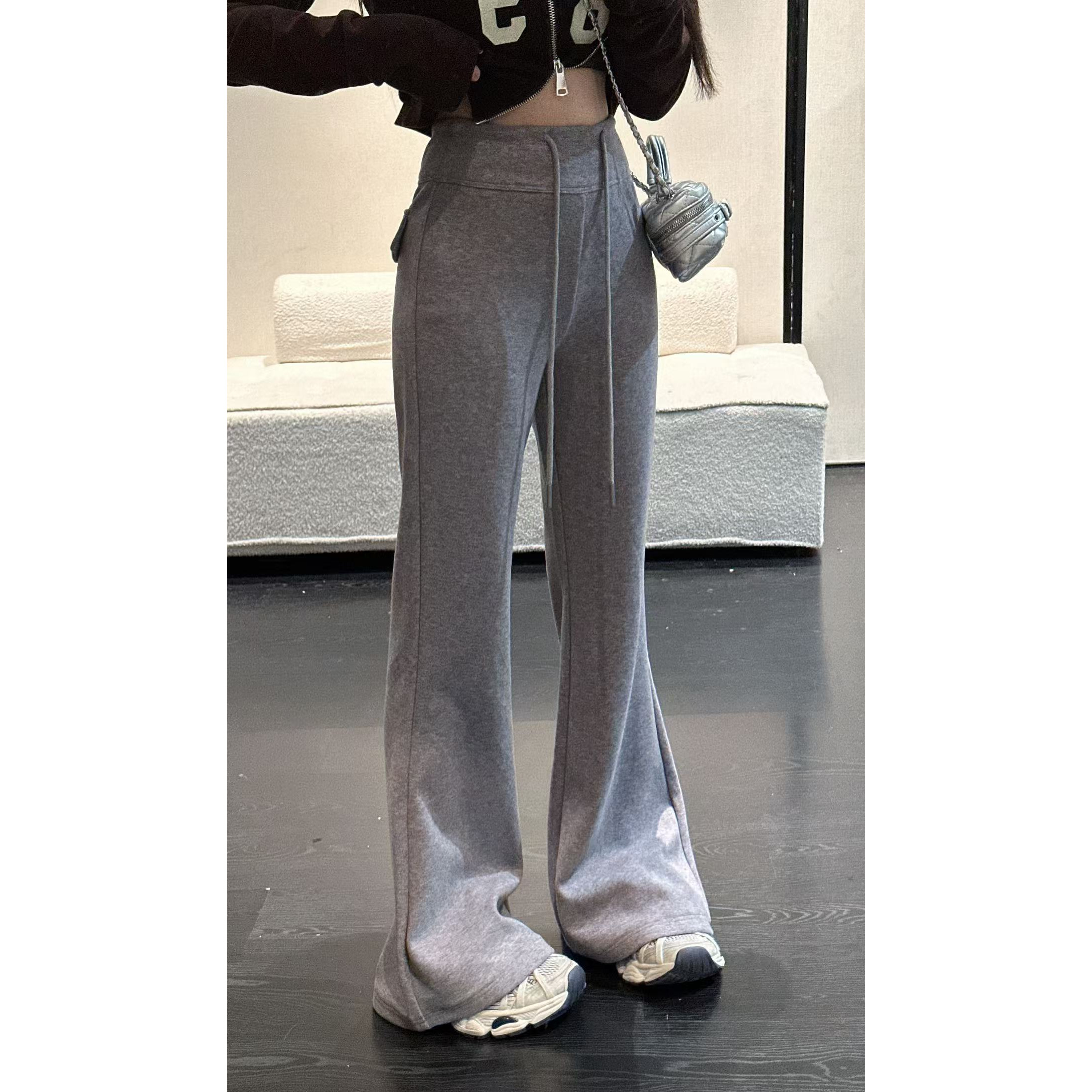 【HuiHui】美式辣妹微喇裤加厚休闲显瘦长裤休闲裤（L0262）