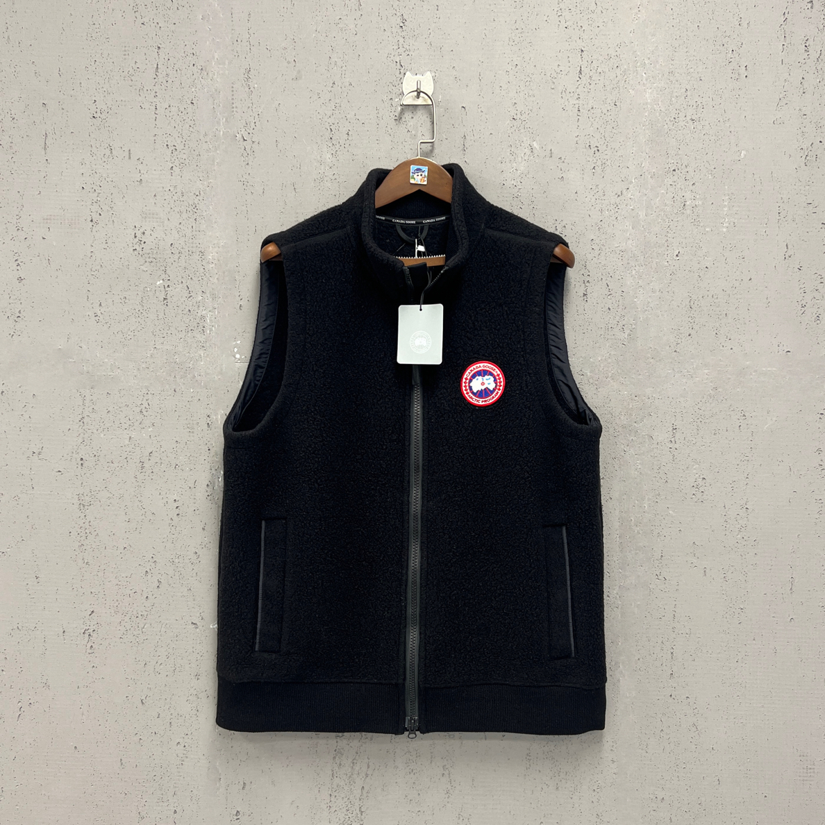 99新 CANADA GOOSE 加拿大鹅黑色摇粒绒刺绣标马甲xl码