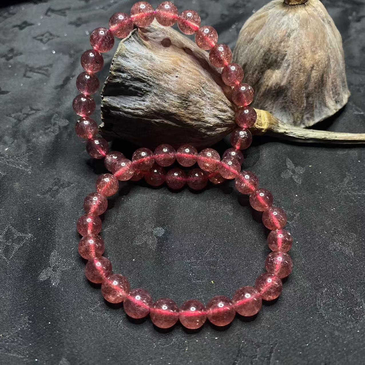 【玉合缘】天然草莓晶8mm+圆珠手串-多样性发一 5404