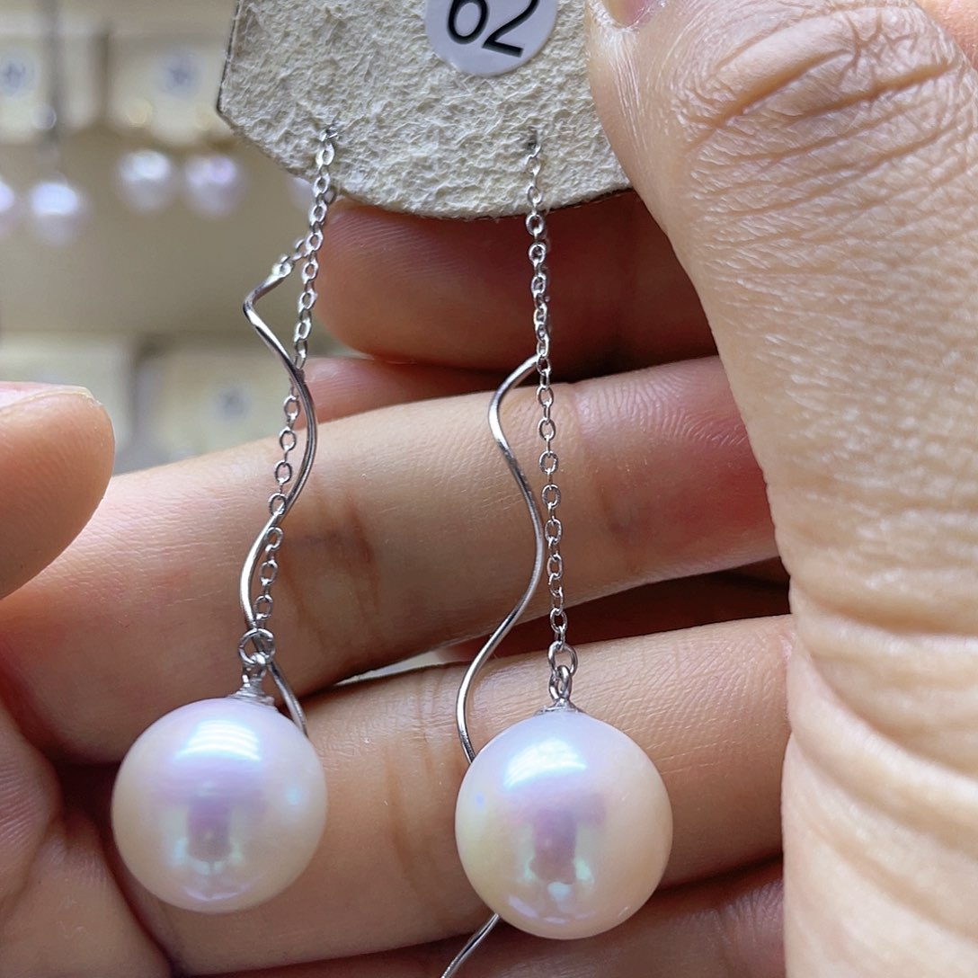 银S925镶嵌淡水珍珠耳饰