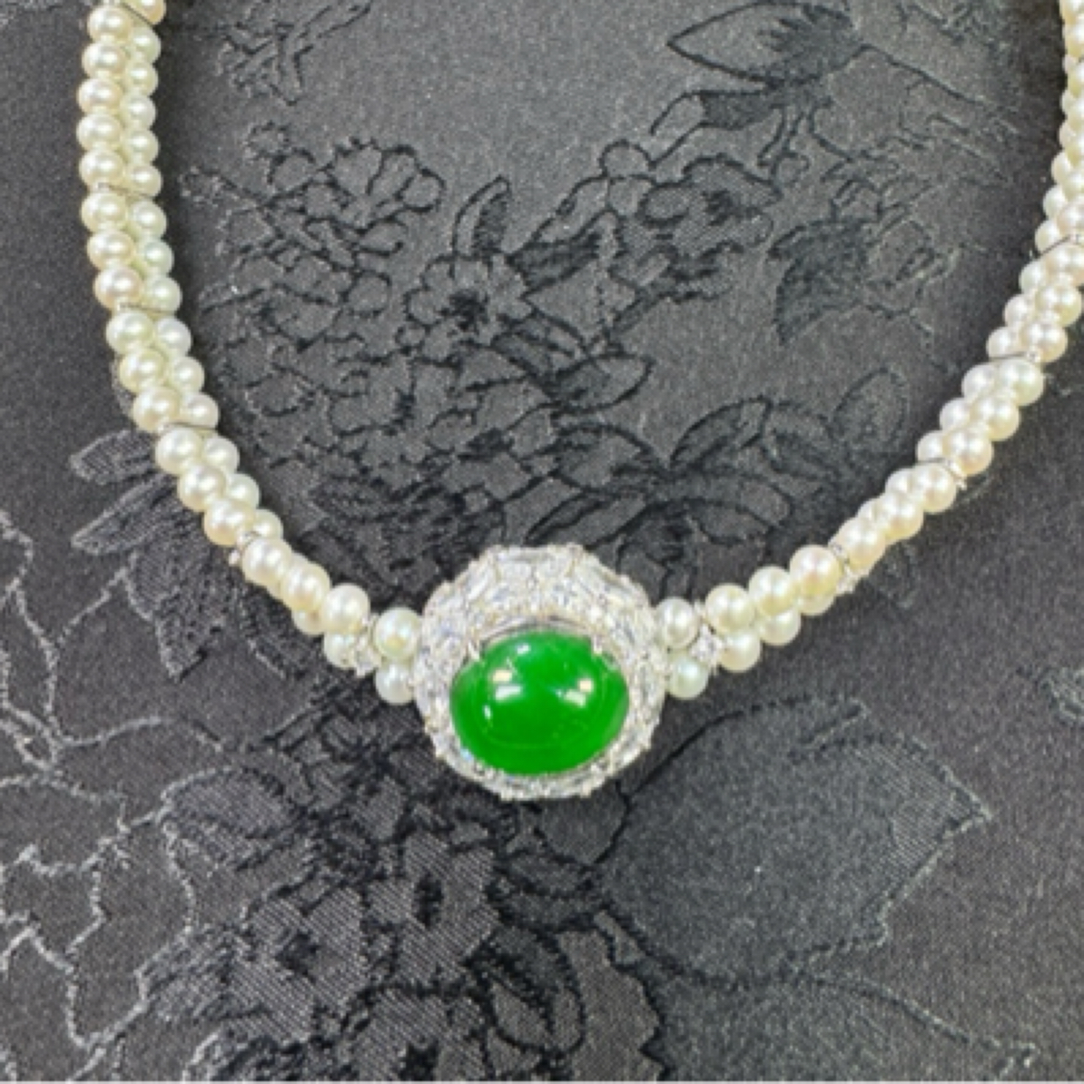 天然A货翡翠淡水珍珠气质轻奢百搭复古法式项链