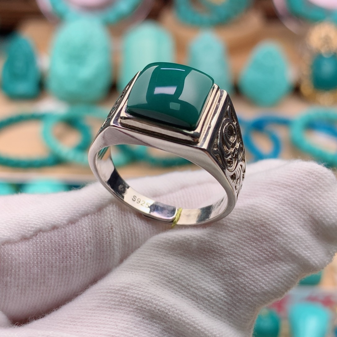 绿松石珠宝奇石银S925镶嵌