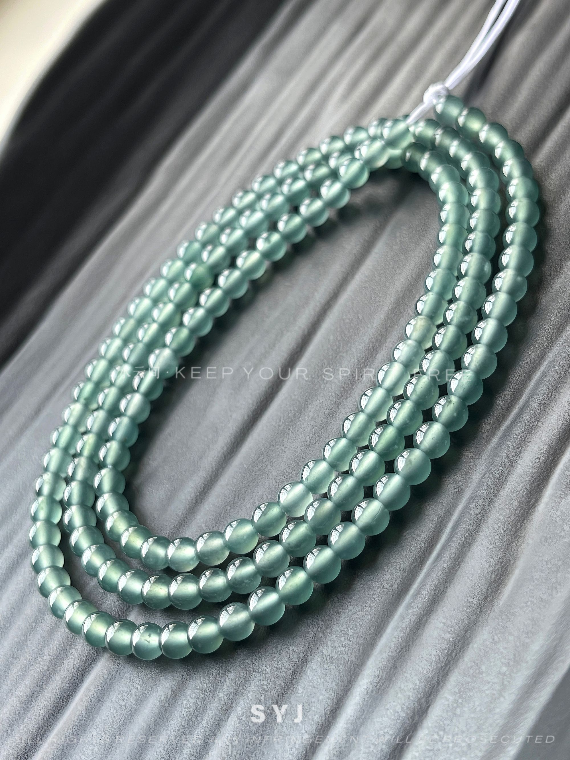 W411【冰澈】天然危地马拉翡翠A货〔精工〕多圈长链︱约4MM