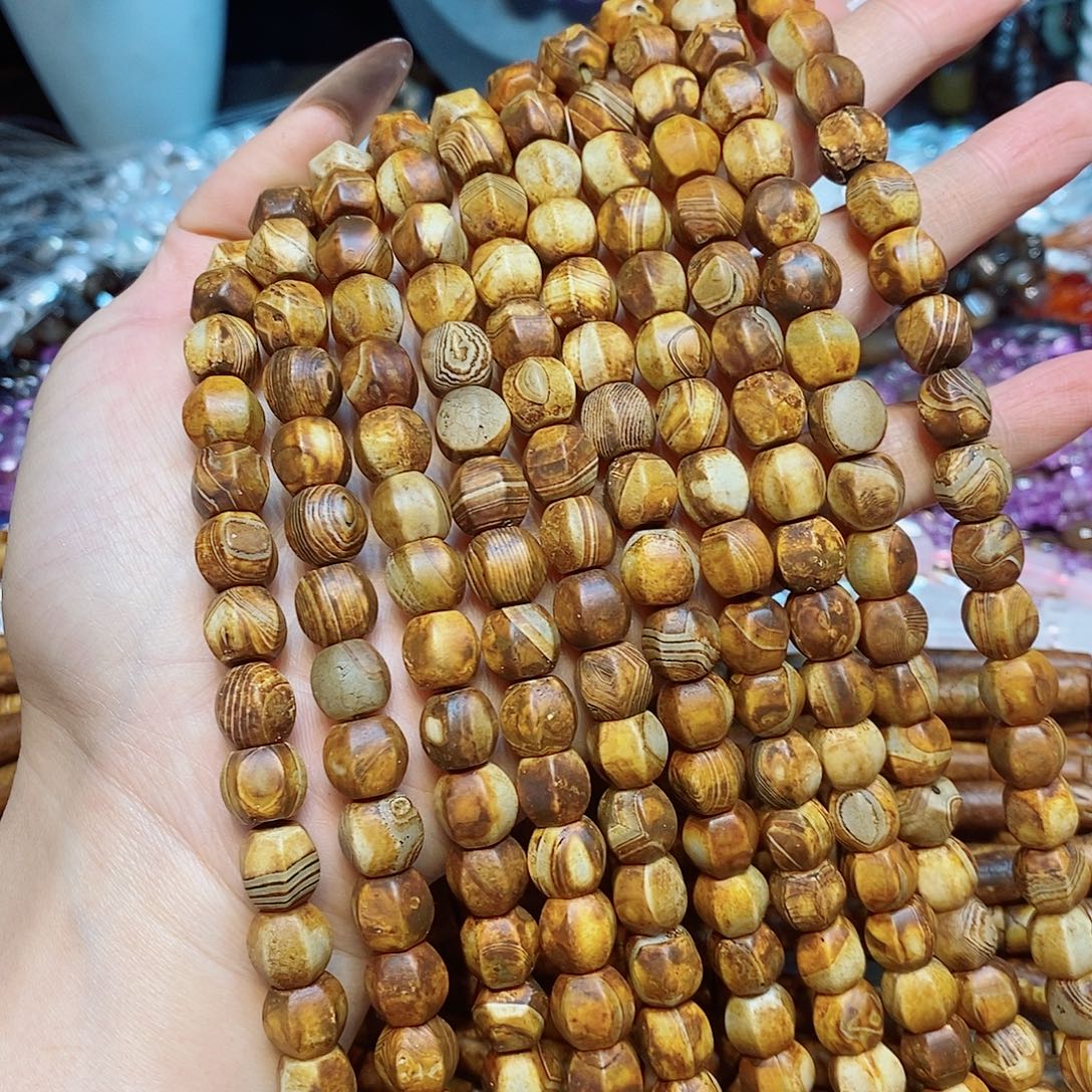 玛瑙/玉髓散珠复古做旧风玛瑙南瓜10mm一条