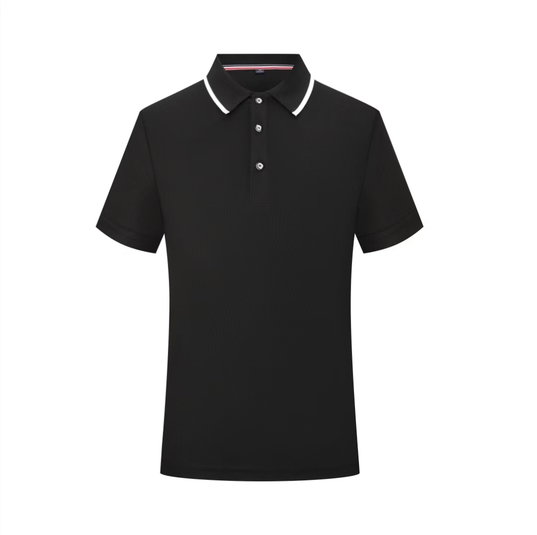夏季翻领POLO衫定制logo纯色带白边