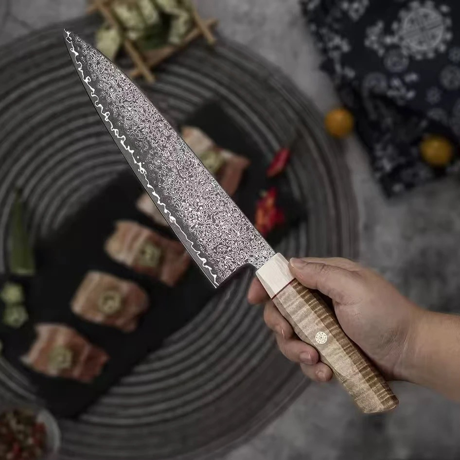 大马士革厨刀）S35VN粉末钢主厨刀超锋利好切家用商用超舒适