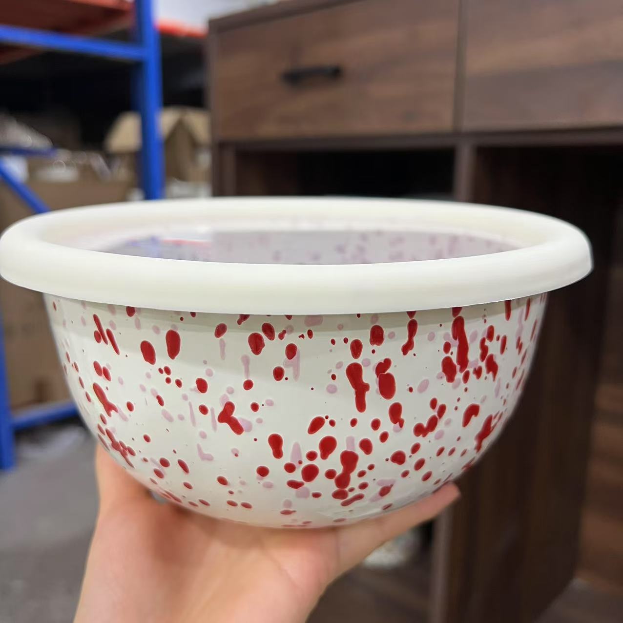 【设计师款】 20厘米红粉内外泼墨 沙拉碗 可加热 耐高温 