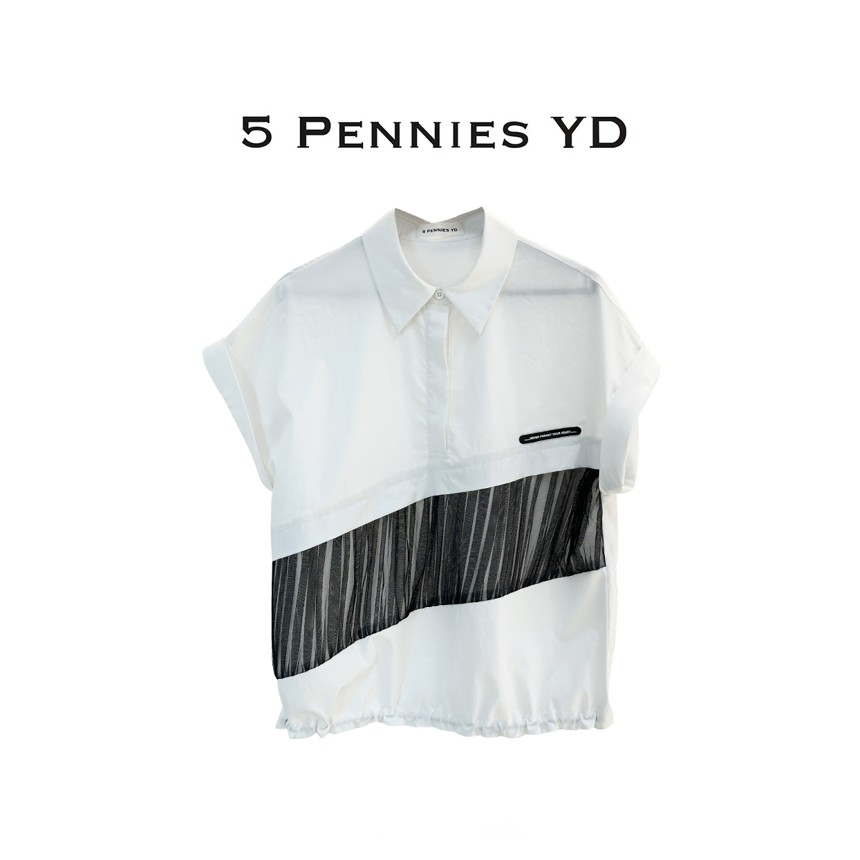 5 PENNIES YD设计师款夏季简约休闲白色POLO短袖上衣（精选联盟）