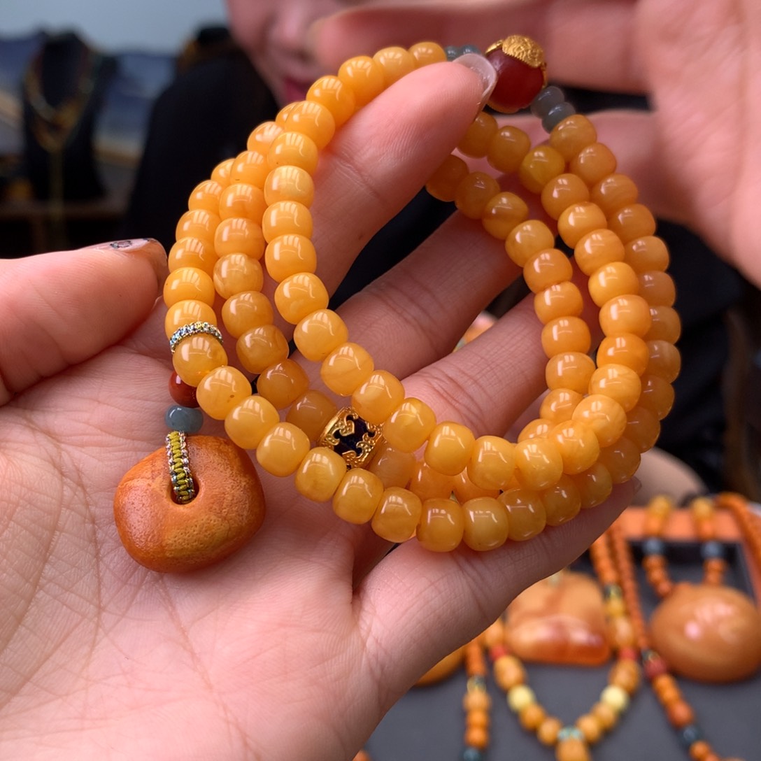 蜜蜡手串未镶嵌天然