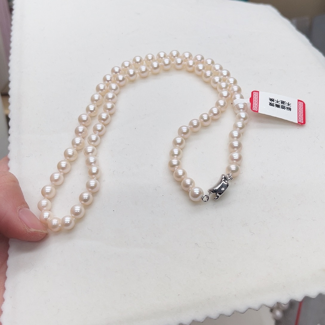 淡水珍珠项链银S925镶嵌5-6正圆款