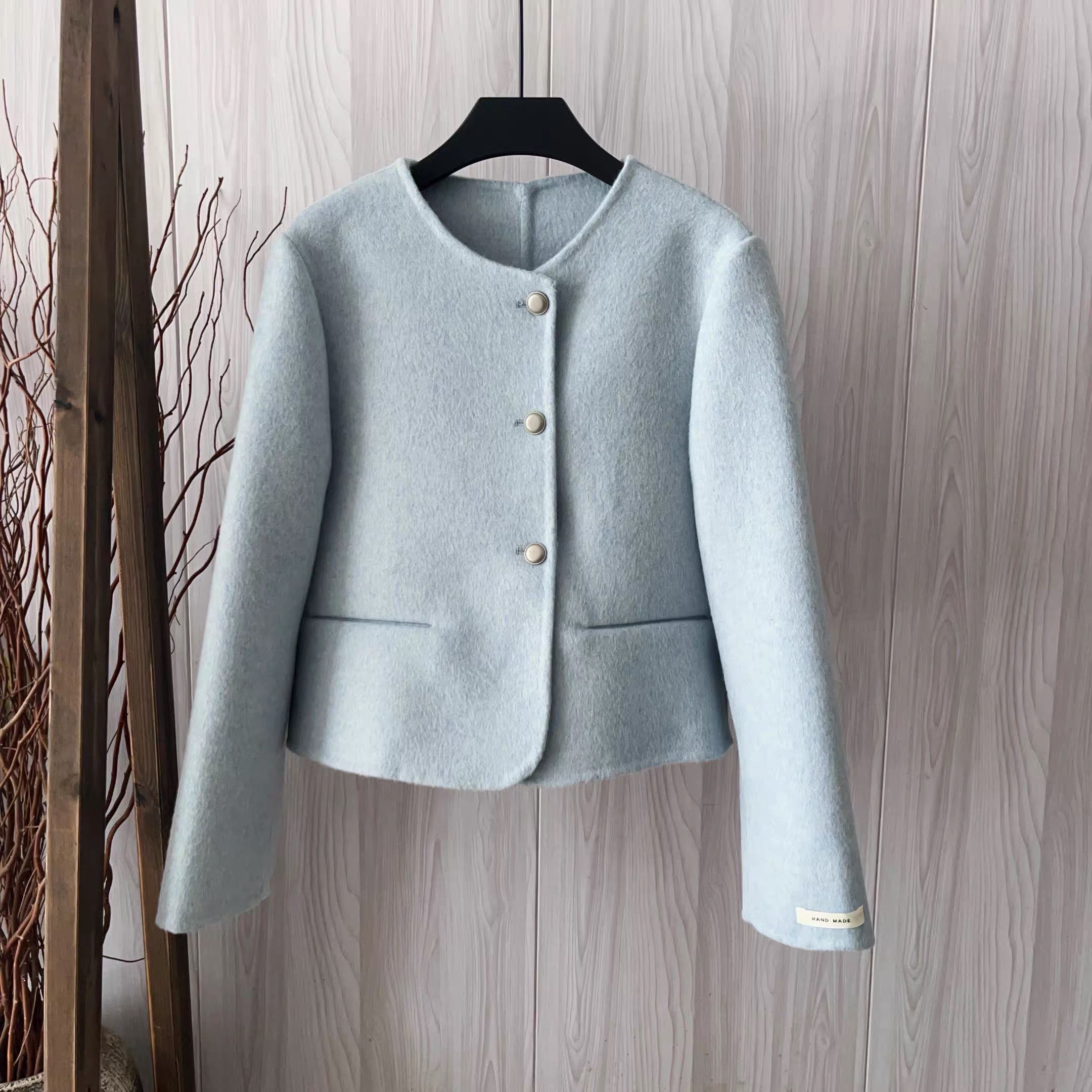 甜美可爱羊毛大衣小香风短款百搭小个子韩版